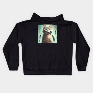 Cool Cat with piercing blue eyes Kids Hoodie